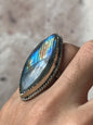 Anillo ajustable de labradorita maxi
