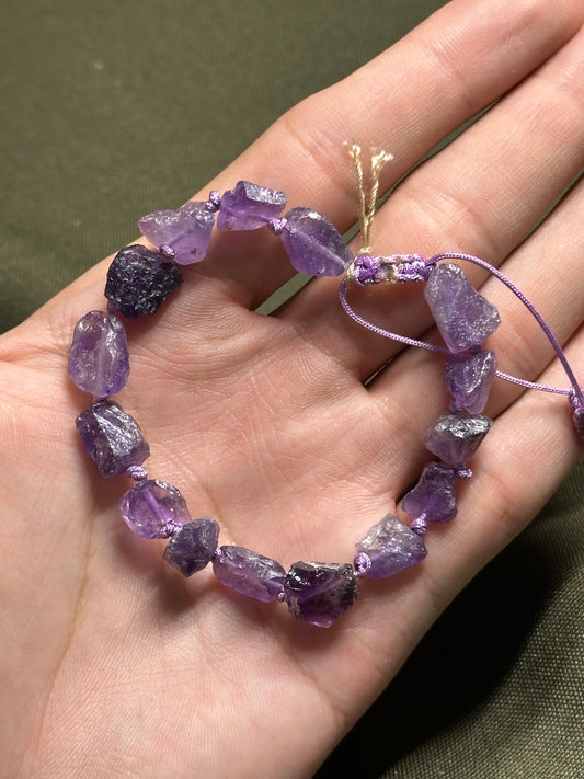 Pulsera ajustable de Amatista en bruto