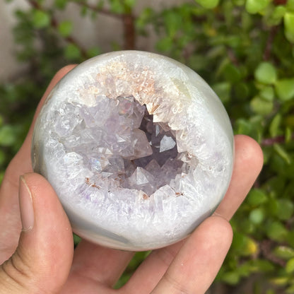 Esfera de Ágata con Amatista Drusy | 7.5 cm