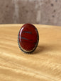 Anillo ajustable de jaspe rojo grande