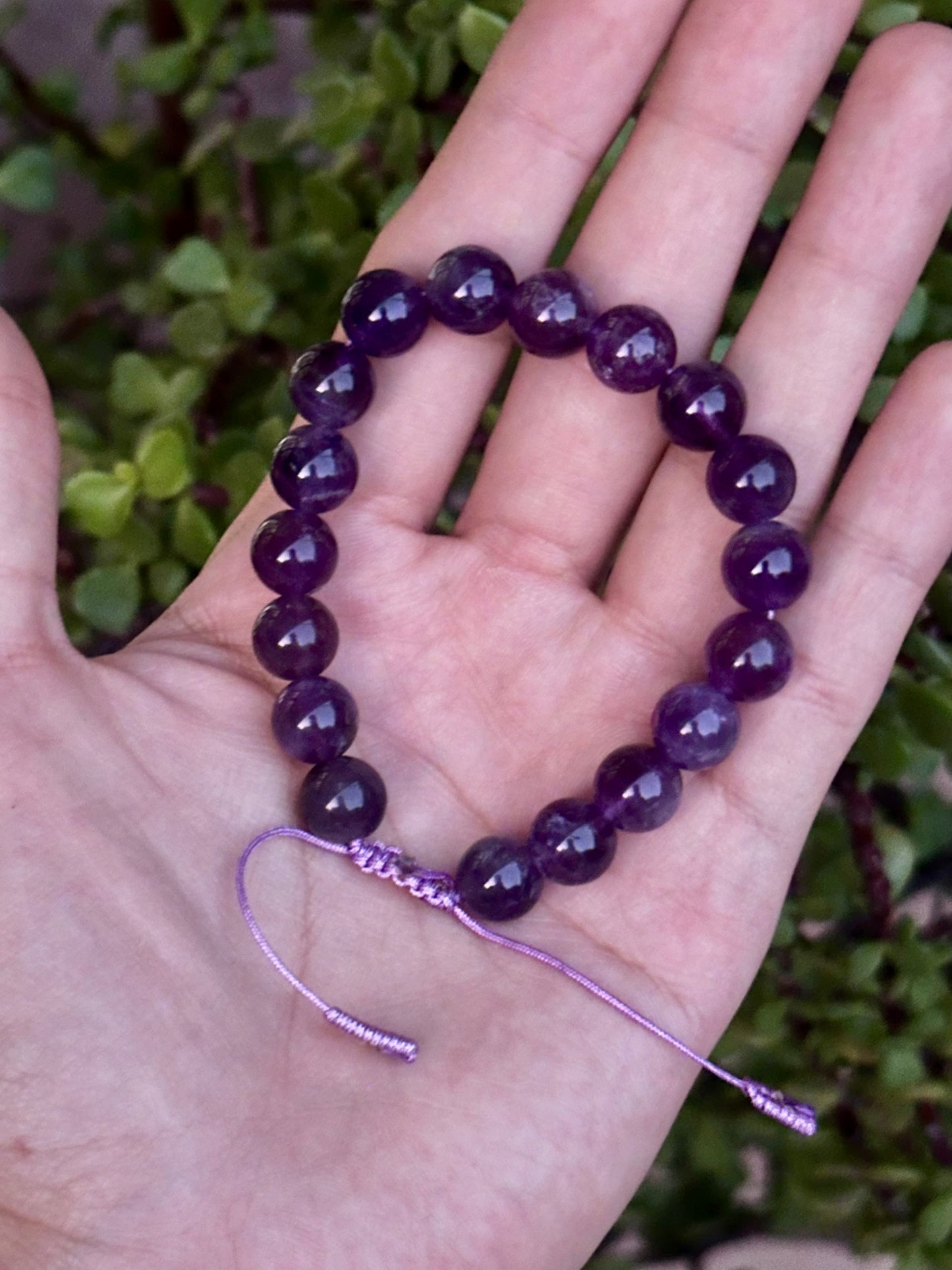 Pulsera Ajustable de Amatista 10mm