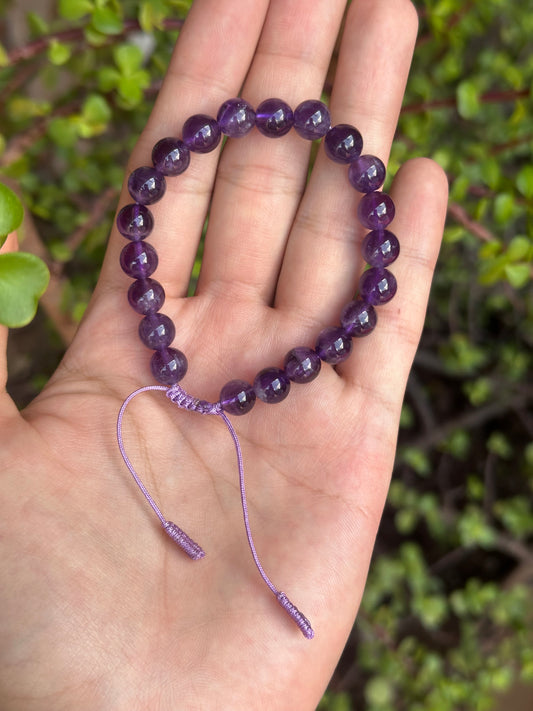 Pulsera Ajustable de Amatista 8mm