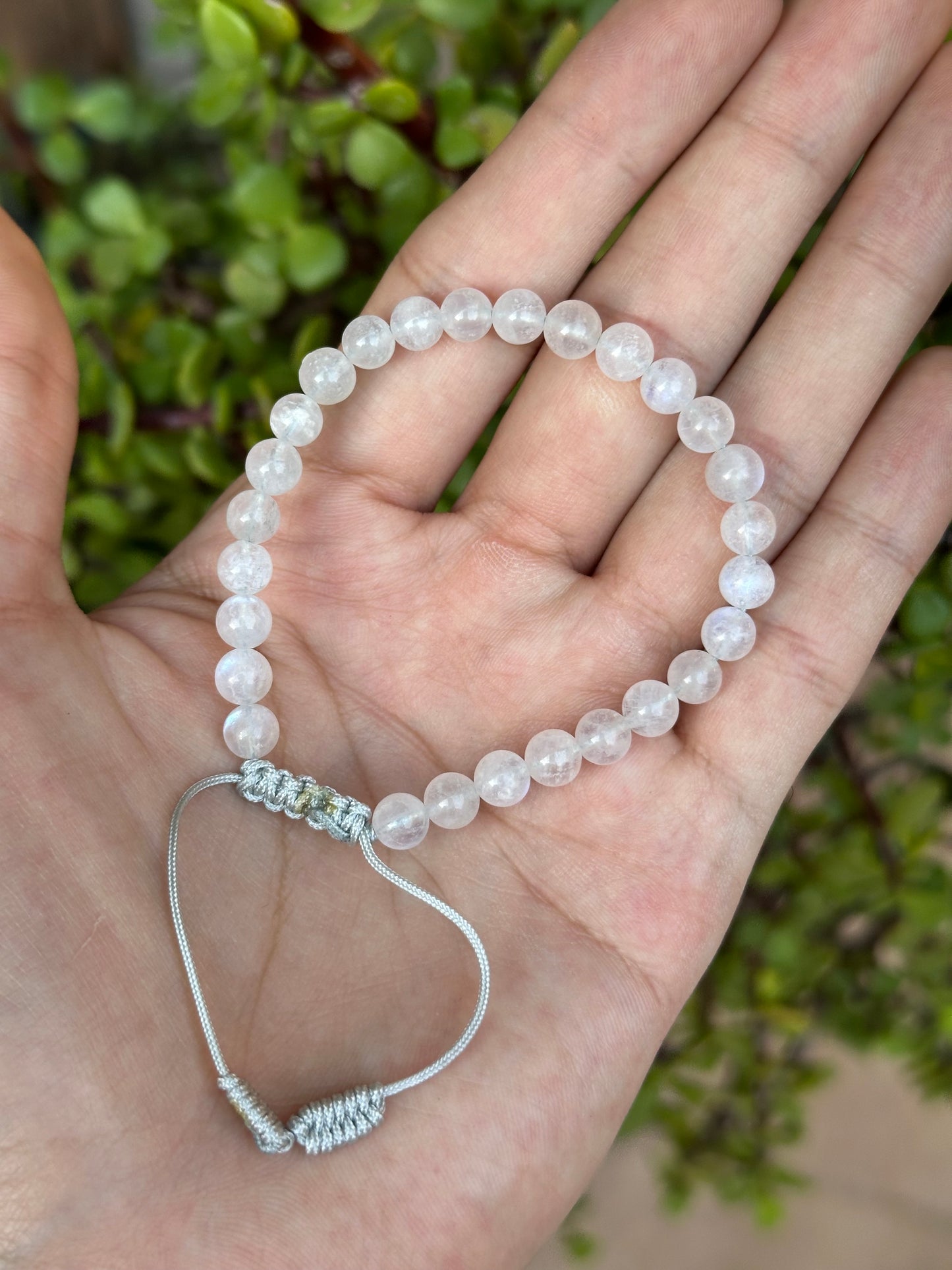 Pulsera Ajustable de Piedra Luna 6mm