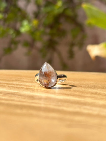 Anillo Ajustable de Cuarzo Jardín blanco