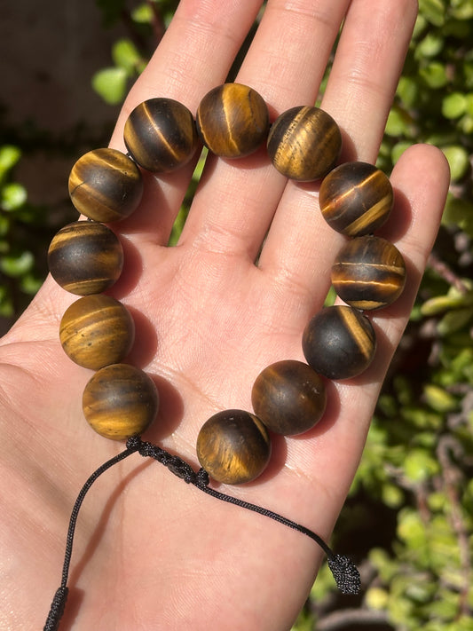 Pulsera Ajustable de Ojo de Tigre Mate 16mm Liso