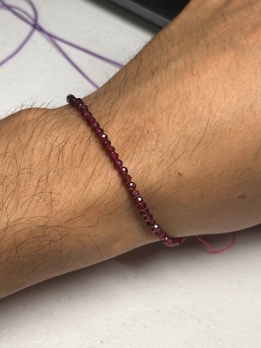 Pulsera Ajustable de Granate 3mm