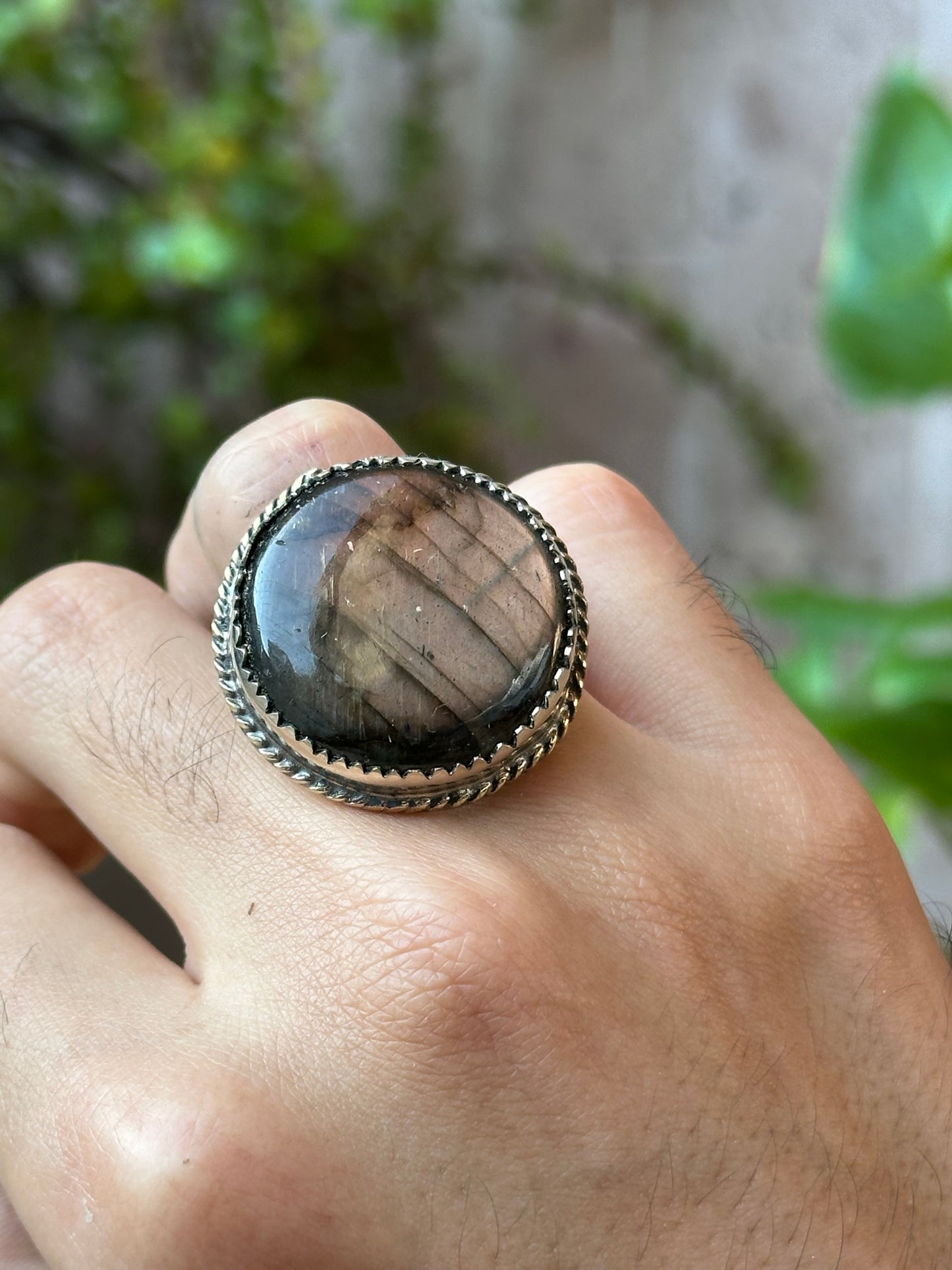 Anillo ajustable de labradorita