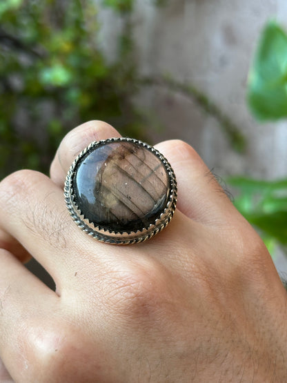 Anillo ajustable de labradorita