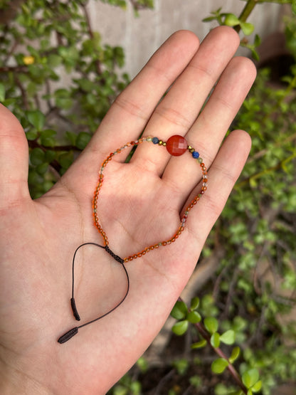 Pulsera Ajustable de Cornalina, Peridoto, Pirita y Lapislázuli