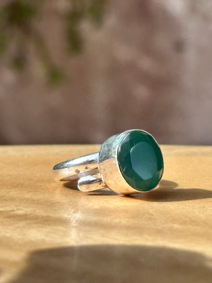 Anillo Ajustable de Ónix Verde