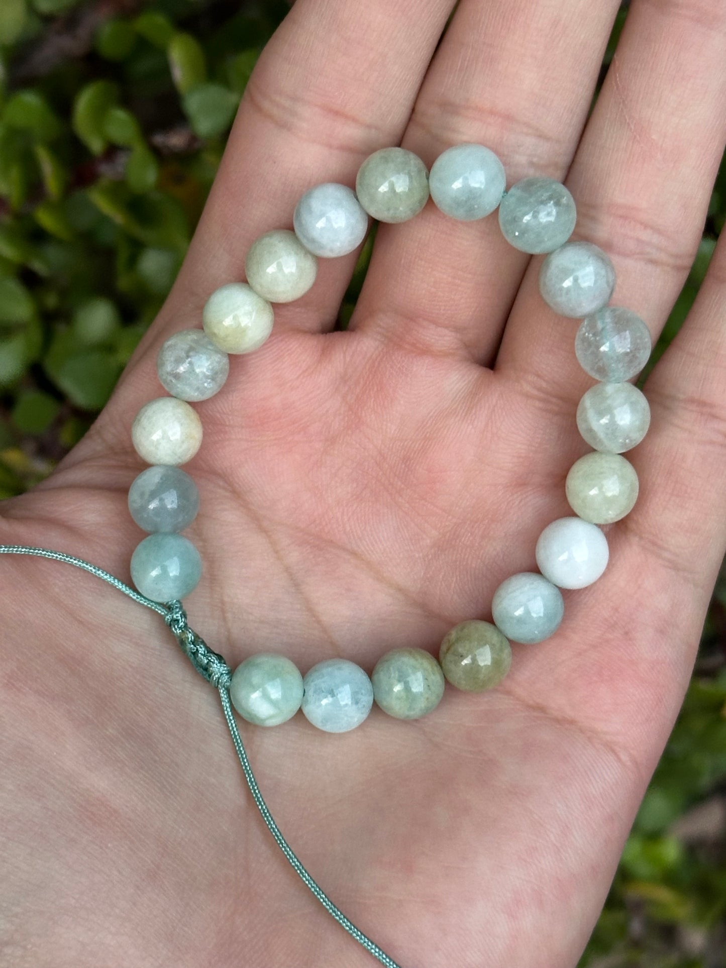 Pulsera Ajustable de Aguamarina 8mm