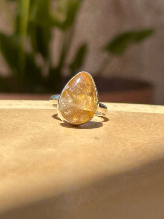 Anillo ajustable de Citrino gota