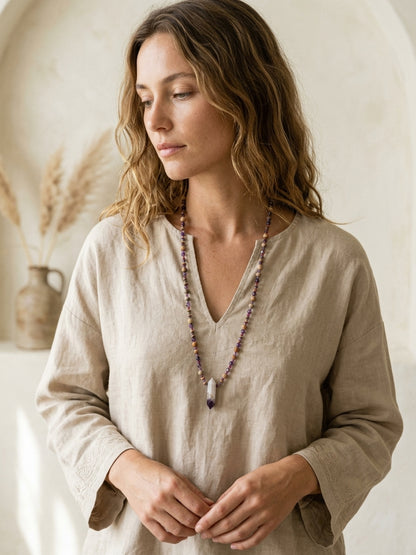 Collar Serena · Amatista & Fósil de Coral