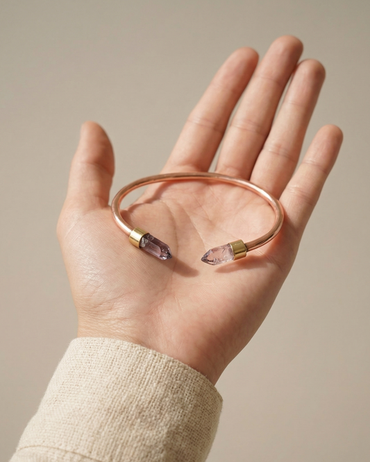 Brazalete de Cobre con Puntas de Amatista