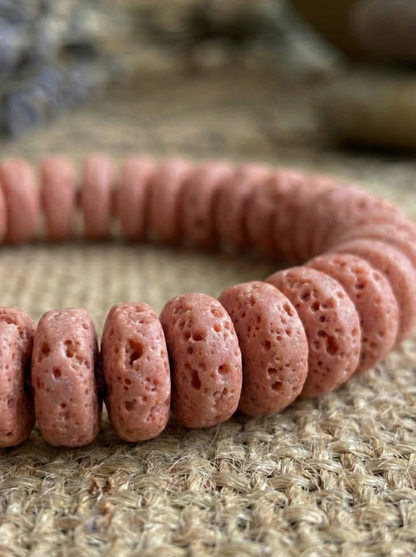 Pulsera ajustable de Piedra Volcánica teñida rosa