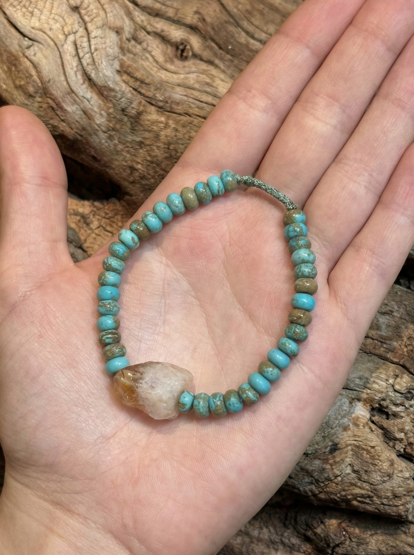 Pulsera ajustable de Turquesa y Citrino