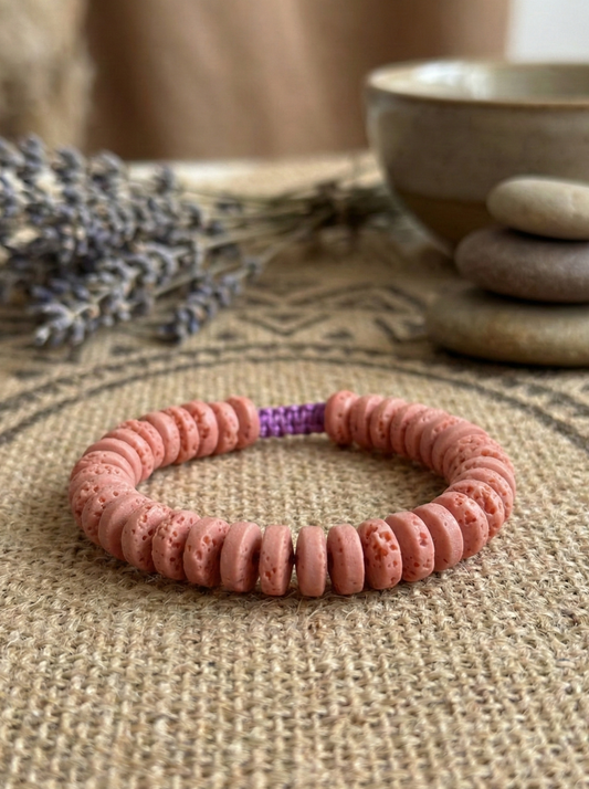 Pulsera ajustable de Piedra Volcánica teñida rosa