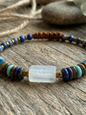 Pulsera ajustable de Aguamarina, ojo tigre, lapislázuli y turquesa