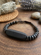 Pulsera ajustable de Hematita, obsidiana y piedra volcánica