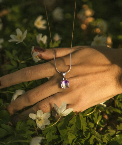 Collar de Ametrino (Bolivianita) en Plata .925 - Joyería Artesanal