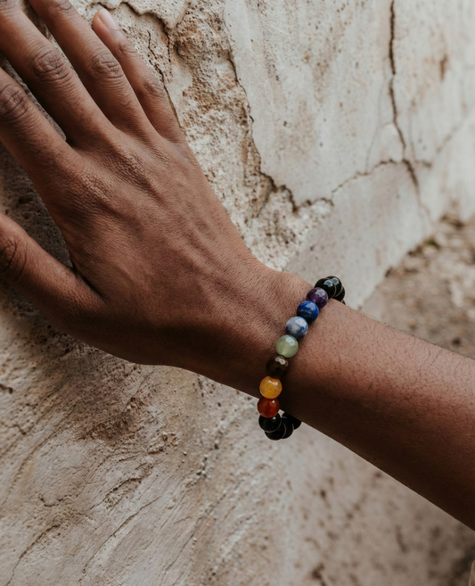 Pulsera ajustable Obsidiana Dorada y 7 Chakras