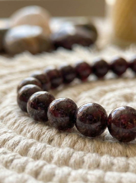 Pulsera ajustable de Granate Rojo