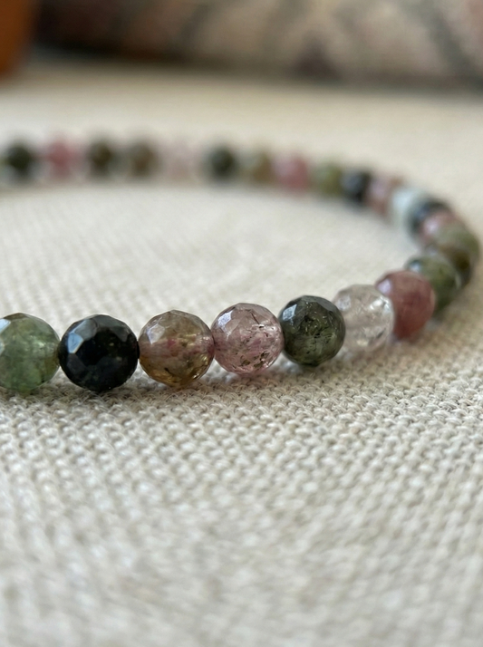 Pulsera ajustable de turmalina Sandía Facetada