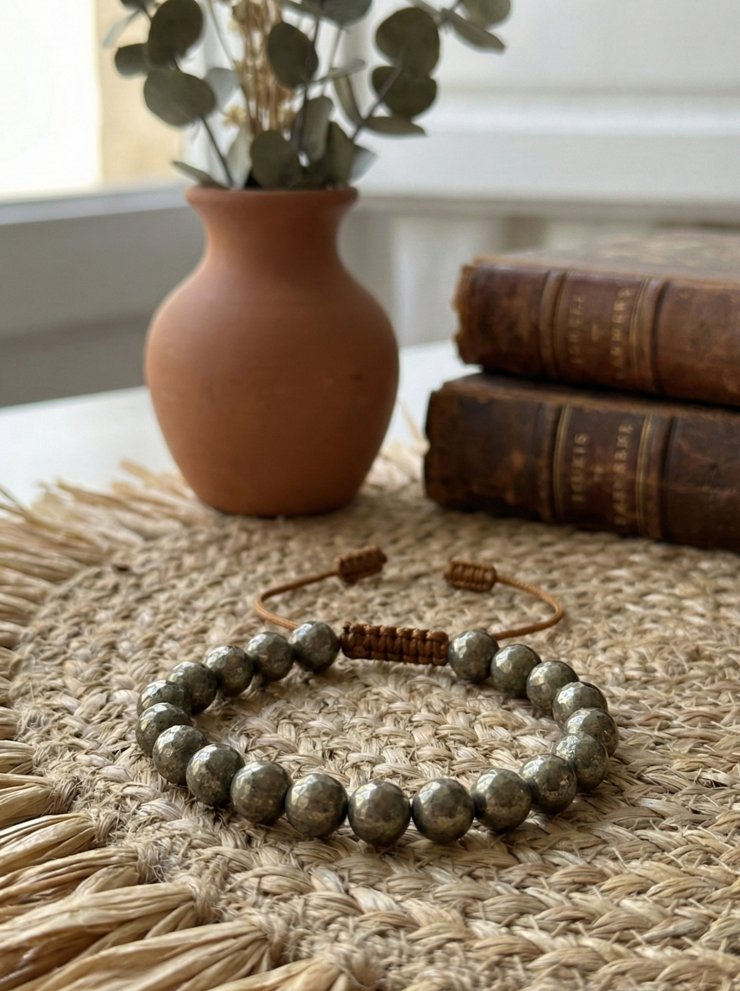 Pulsera ajustable de Pirita Facetada