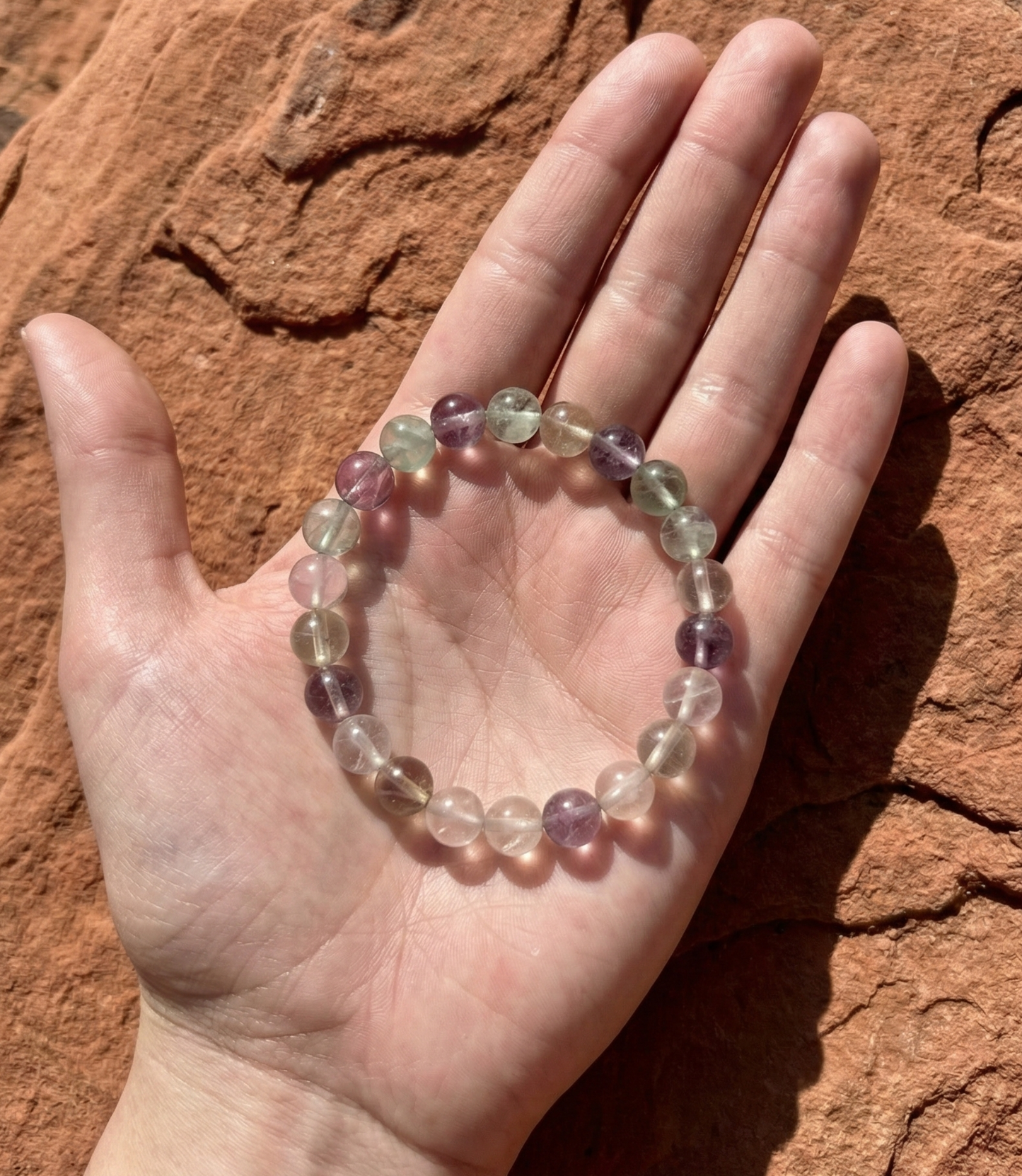 Pulsera ajustable de amatista, citrino, fluorita