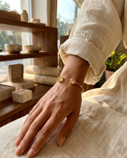 Brazalete de Latón con Citrino | Abundancia y Alegría