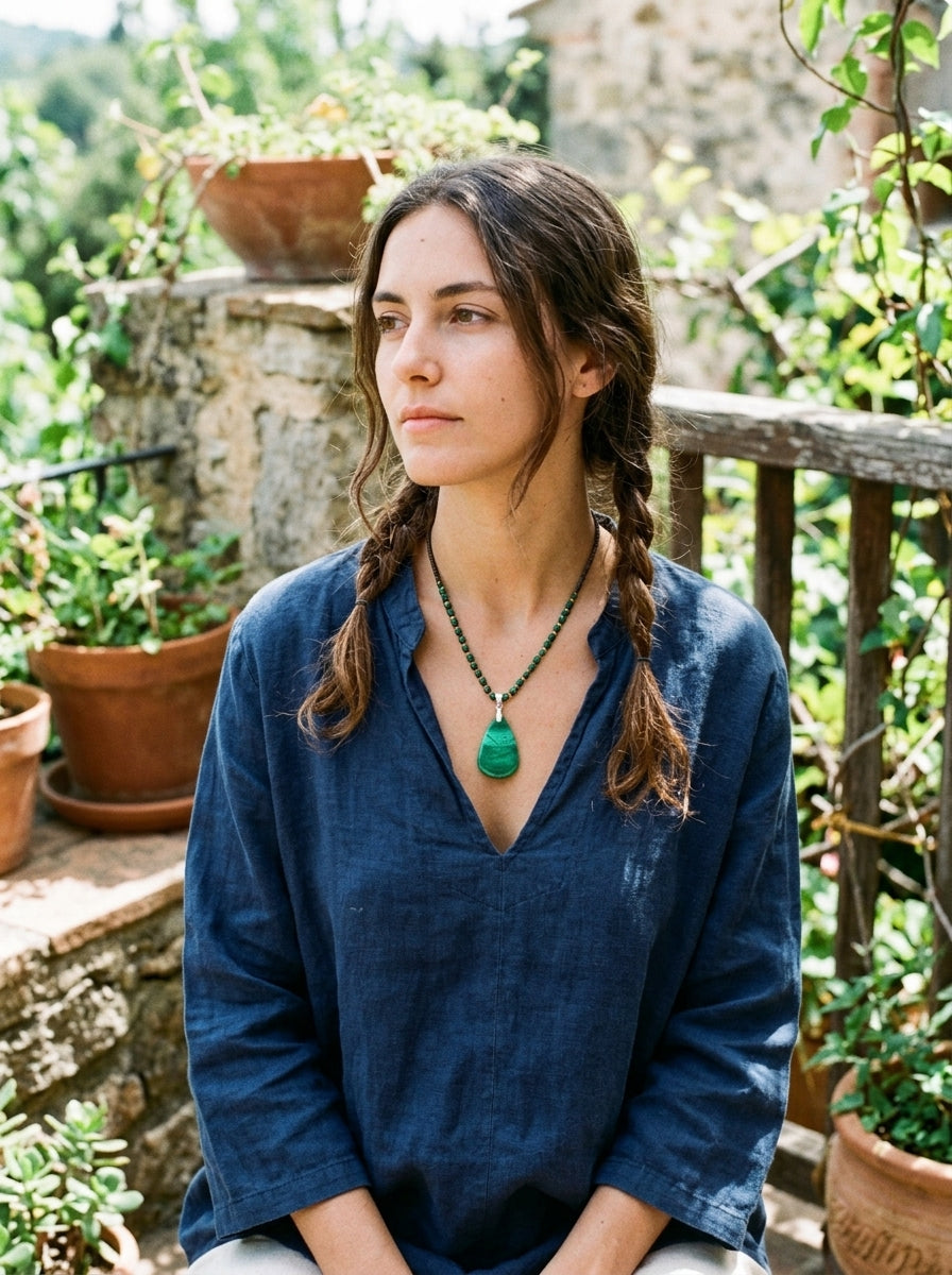 Collar Ajustable · Hematita Dorada & Malaquita