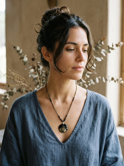 Collar Ajustable · Marcasita, Pirita & Turmalina Negra