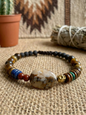 Pulsera ajustable de piedra volcánica, ojo de tigre, hematita, lapislázuli, jaspe rojo y ágata
