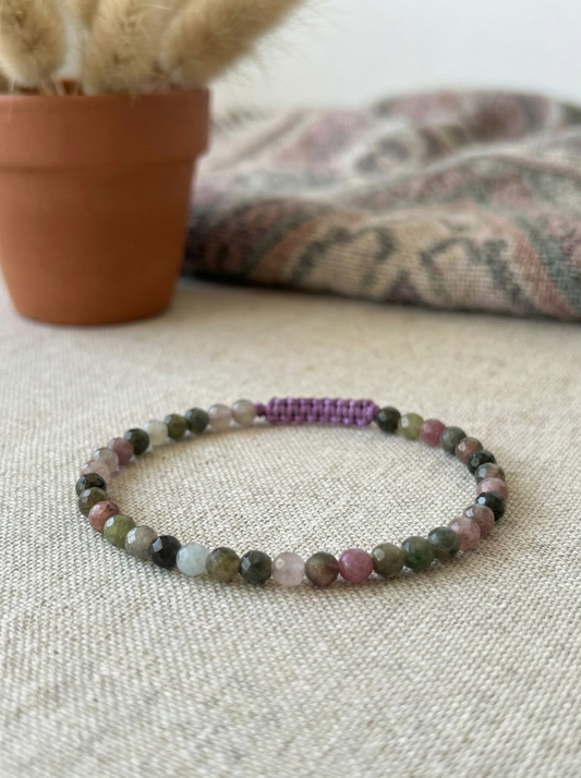 Pulsera ajustable de turmalina Sandía Facetada