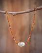 Choker de Ágata Naranja Cornalina, Cornalina y Perla Barroca