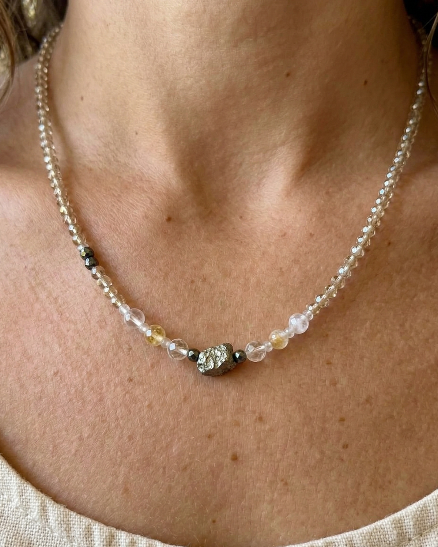 Choker de Citrino y Pirita
