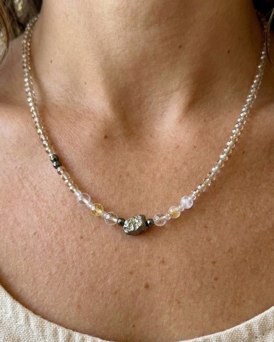 Choker de Citrino y Pirita