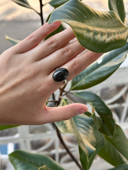 Anillo ajustable de shungita con pirita