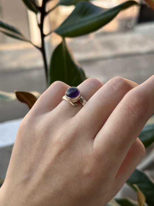Anillo ajustable de Amatista Mini Redondo