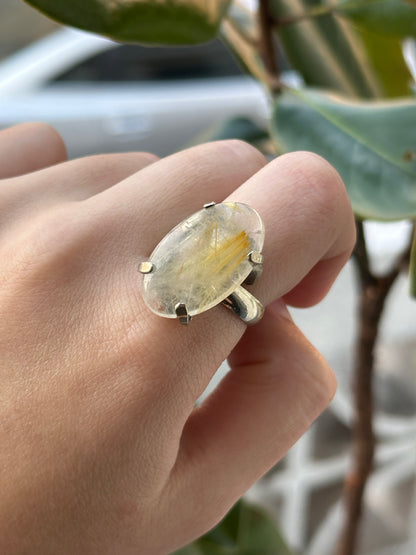 Anillo ajustable de cuarzo rutilado