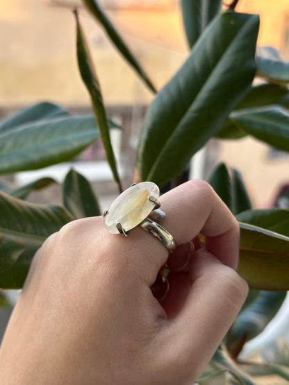 Anillo ajustable de cuarzo rutilado