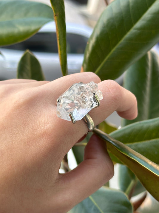Anillo ajustable de Cuarzo Herkimer