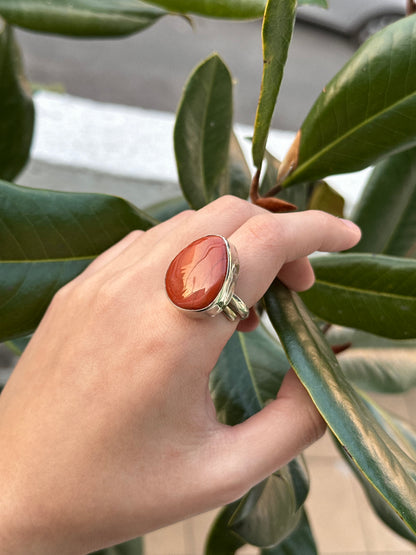 Anillo ajustable de jaspe rojo