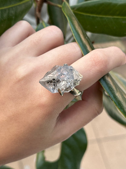 Anillo ajustable de Cuarzo Herkimer