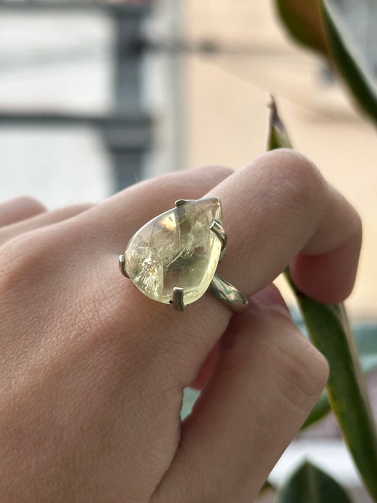 Anillo ajustable de Cuarzo Limón
