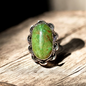 Anillo Ajustable de turquesa verde - Joyería Artesanal Mexicana