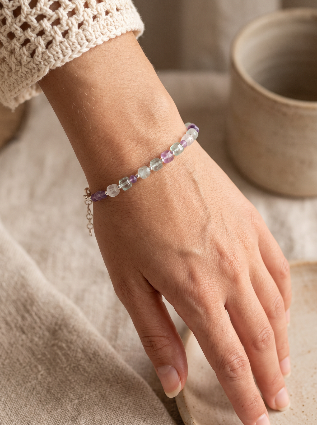 Pulsera de Fluorita y Amatista