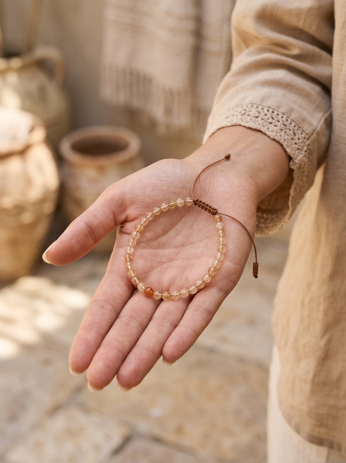 Pulsera Ajustable · Citrino 4mm