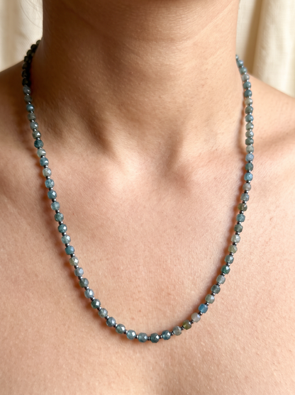Collar · Apatito Azul Cubo & Hematita Plateada