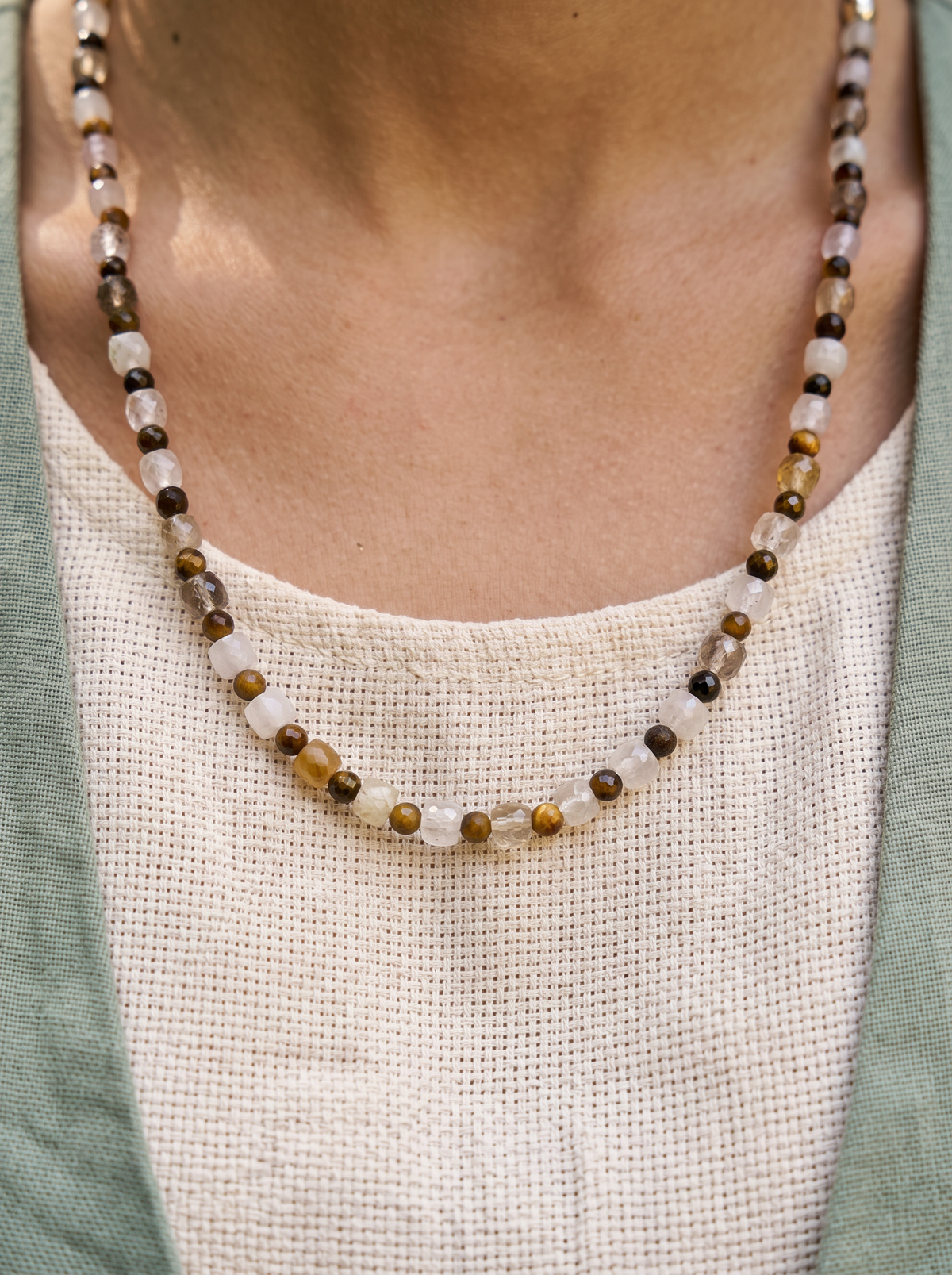 Collar Ajustable · Citrino & Ojo de Tigre